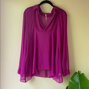 Size S sheer Free People purple top/blouse